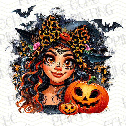 HLW 264 - WITCH WITH PUMPKIN AND BATS