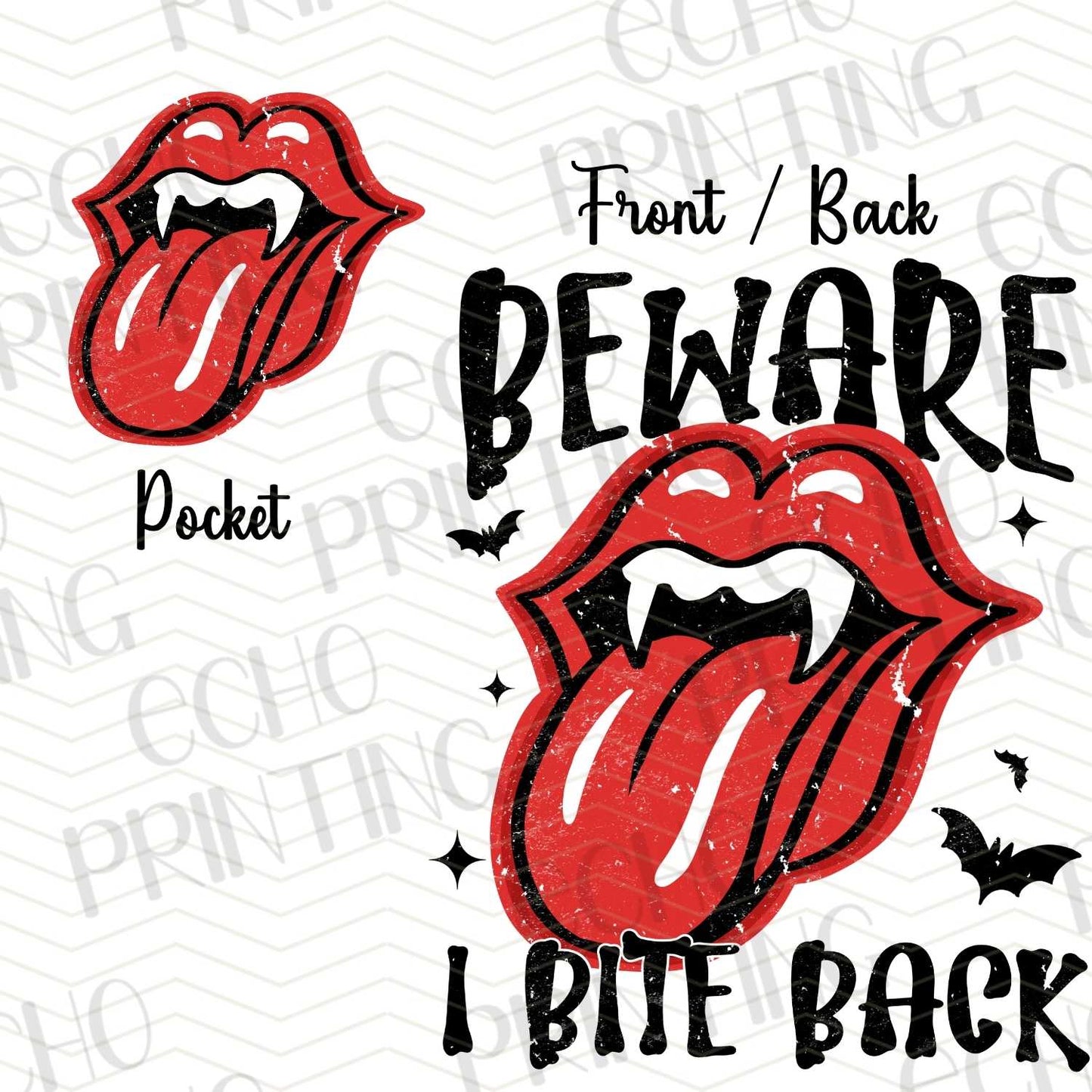 HLW 62 - BEWARE I BITE BACK | POCKET & BACK SOLD SEPERATELY