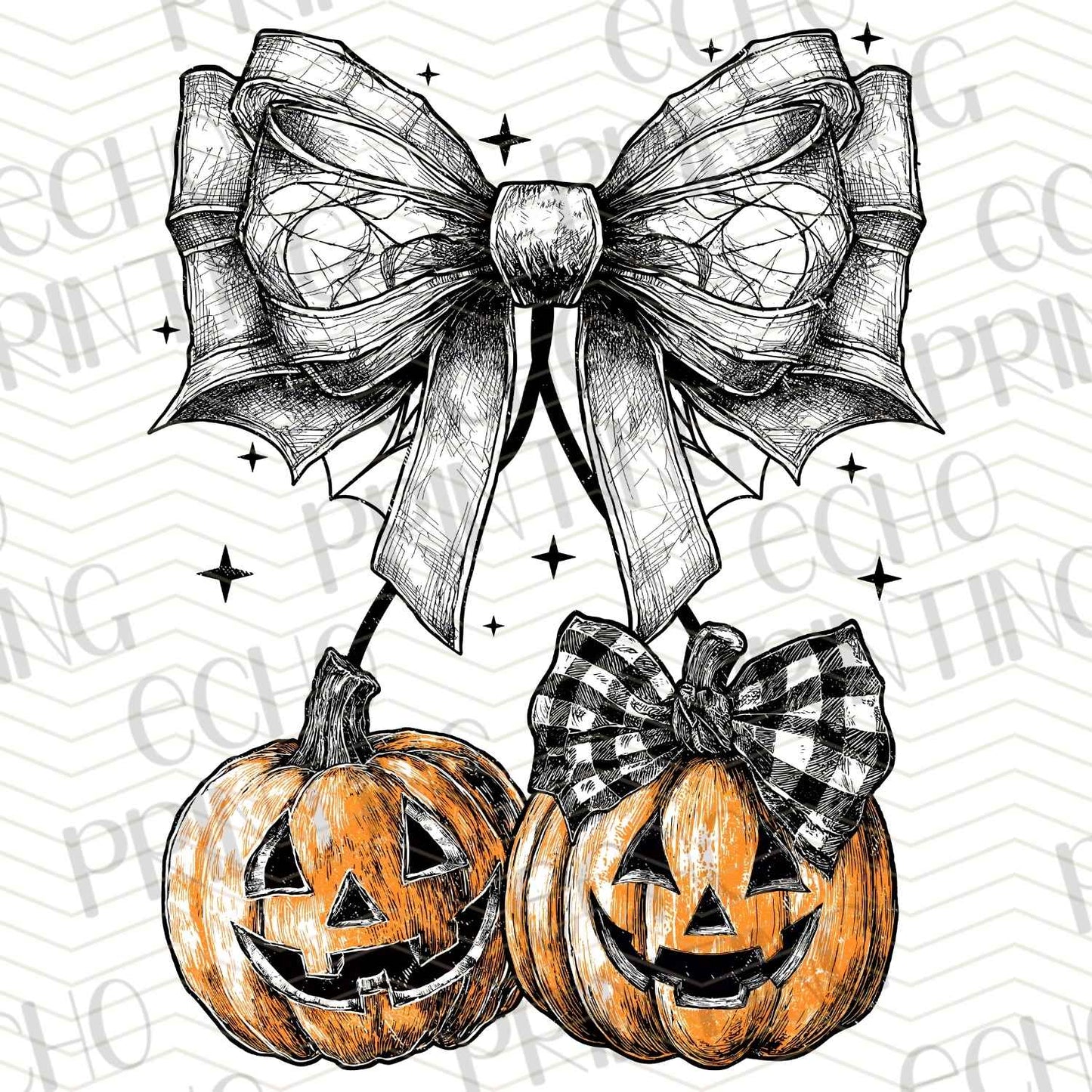 HLW 632 – BLACK BOWS AND PUMPKINS