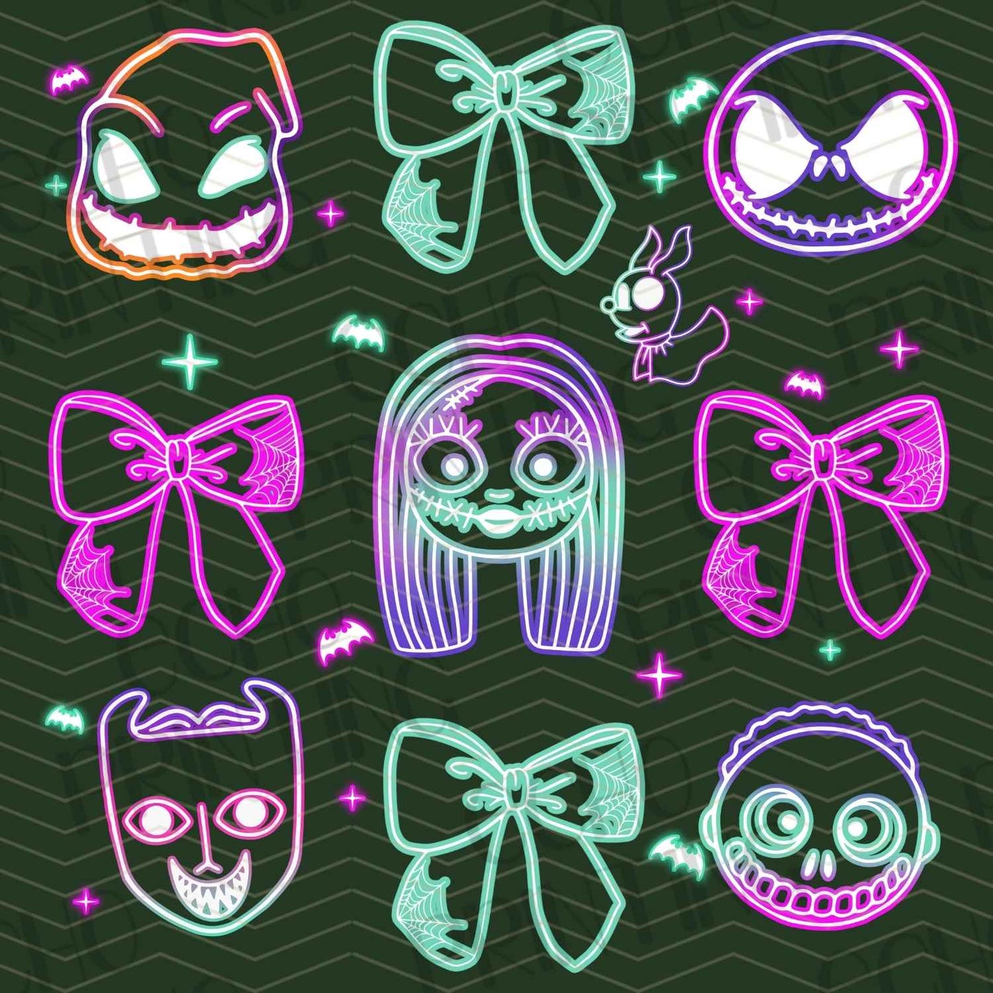 HLW 639 – NEON CUTE BOW & MONSTER ICONS