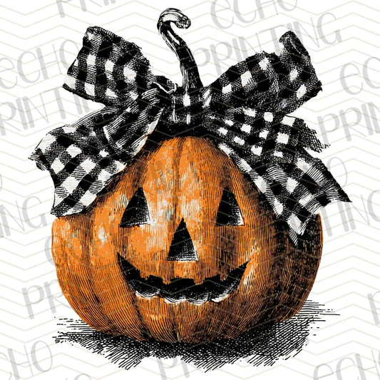 HLW 723 – BLACK GINGHAM PUMPKIN BOW
