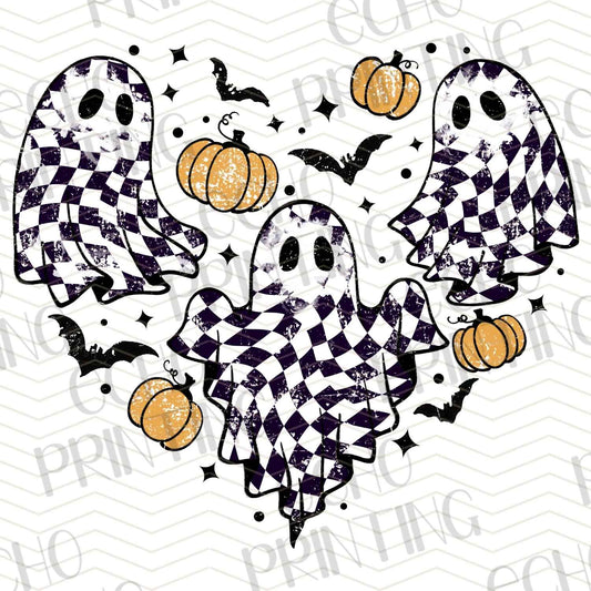 HLW 727 – BLACK GINGHAM GHOSTS WITH PUMPKINS