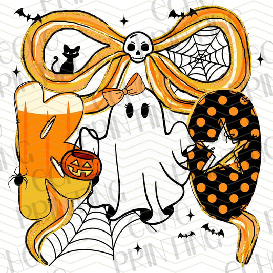 HLW 748 – ORANGE HALLOWEEN BOW GHOST