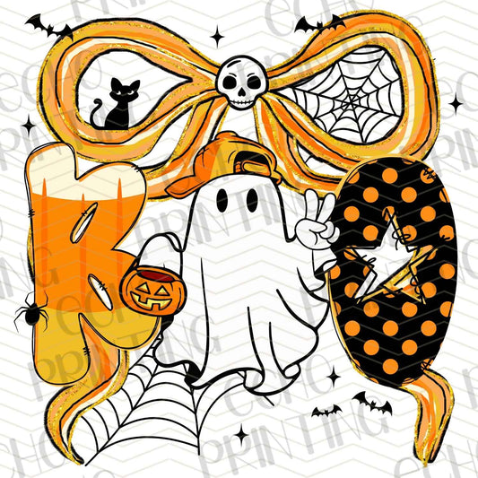 HLW 749 – ORANGE POLKA DOT BOW GHOST