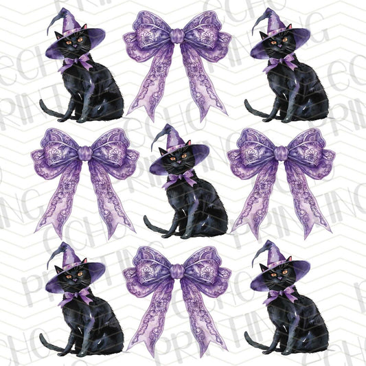 HLW 76 - CUTE WITCH CAT BOW PATTERN