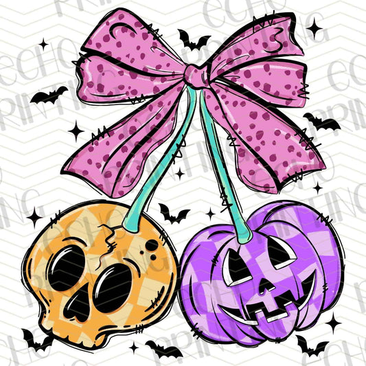 HLW 767 – HALLOWEEN PUMPKIN SKULLS WITH BOWS