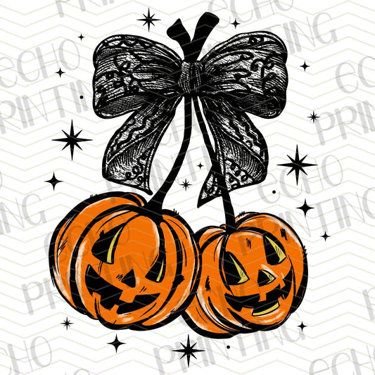 HLW 789 – BLACK BOW WITH PUMPKIN JACK-O-LANTERNS
