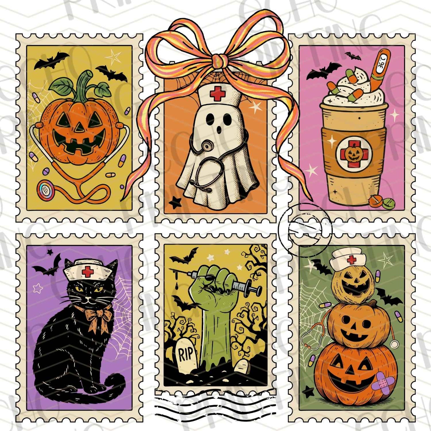 HLW 795 – VINTAGE HALLOWEEN POSTAGE STAMP COLLAGE
