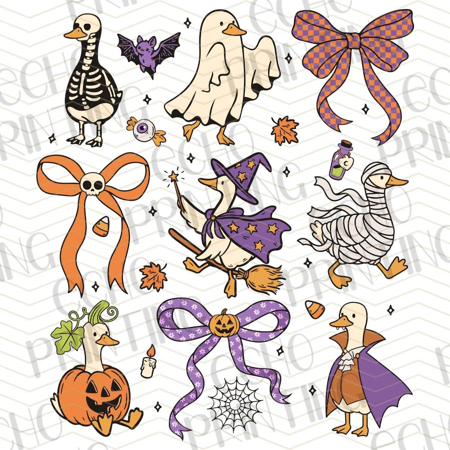 HLW 800 – HALLOWEEN GHOSTS BATS AND RIBBONS DOODLES