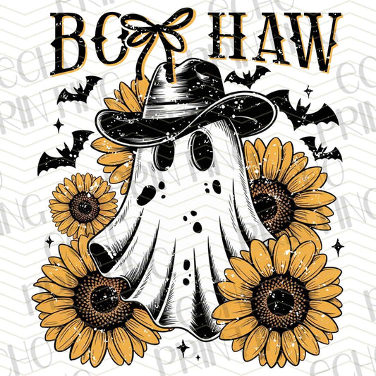 HLW 817 - BOO HAW COWGIRL GHOST SUNFLOWERS