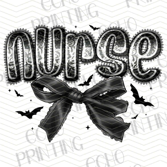 HLW 857 – NURSE HALLOWEEN BLACK BOW