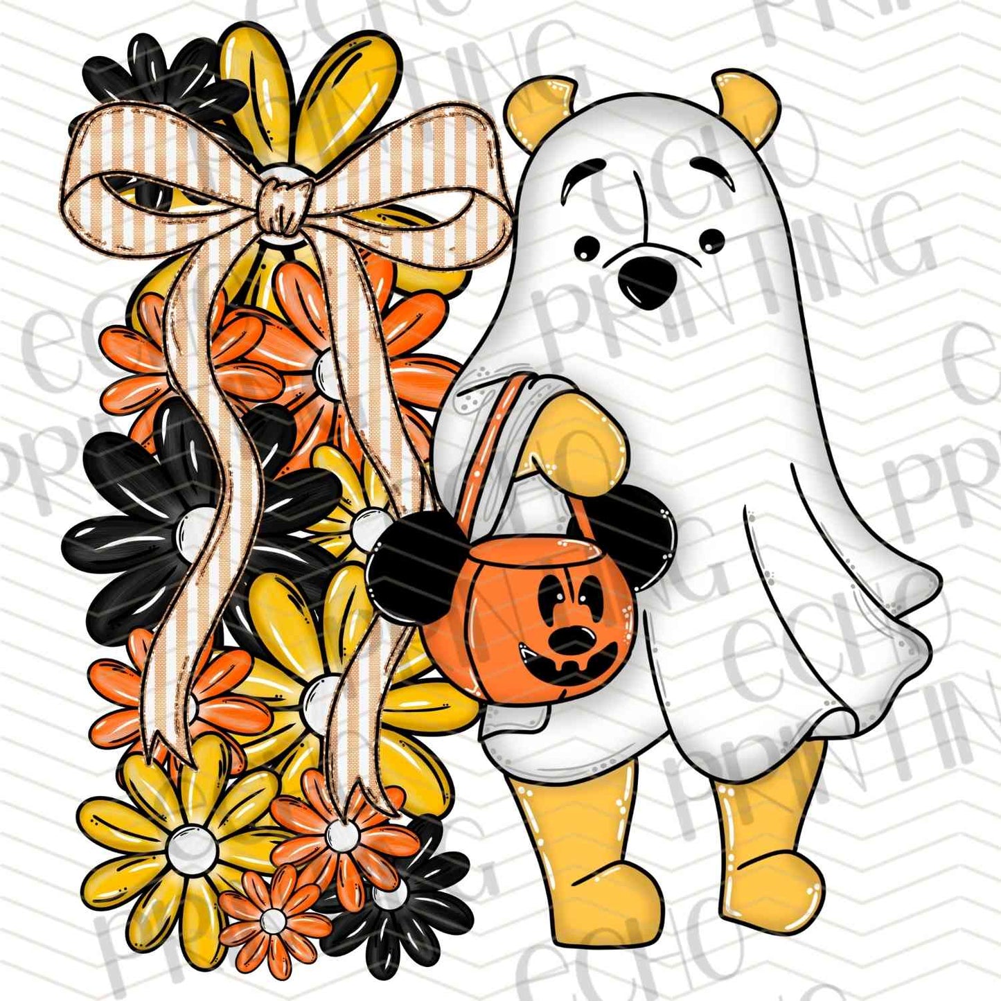 HLW 953 – WHITE GHOST BEAR WITH PUMPKINS