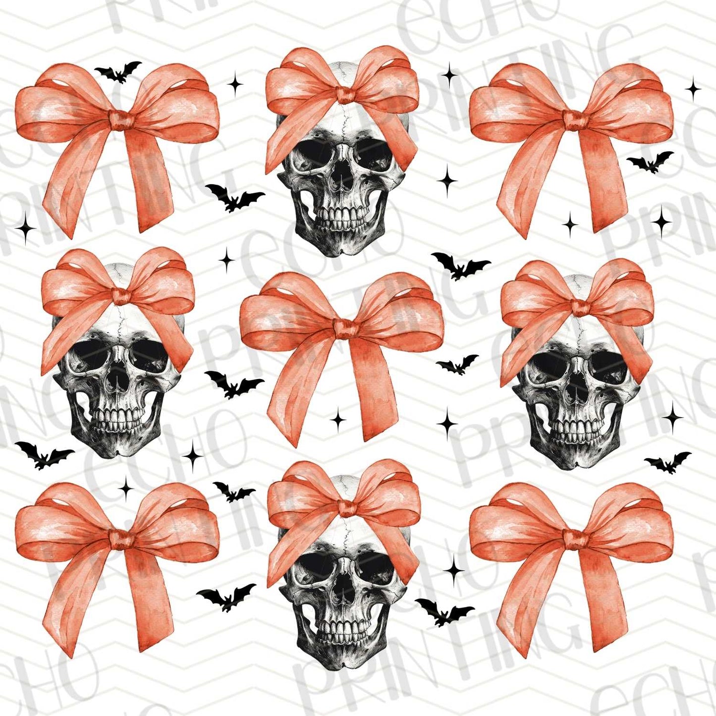HLW 98 - SKULLS WITH ORANGE BOWS