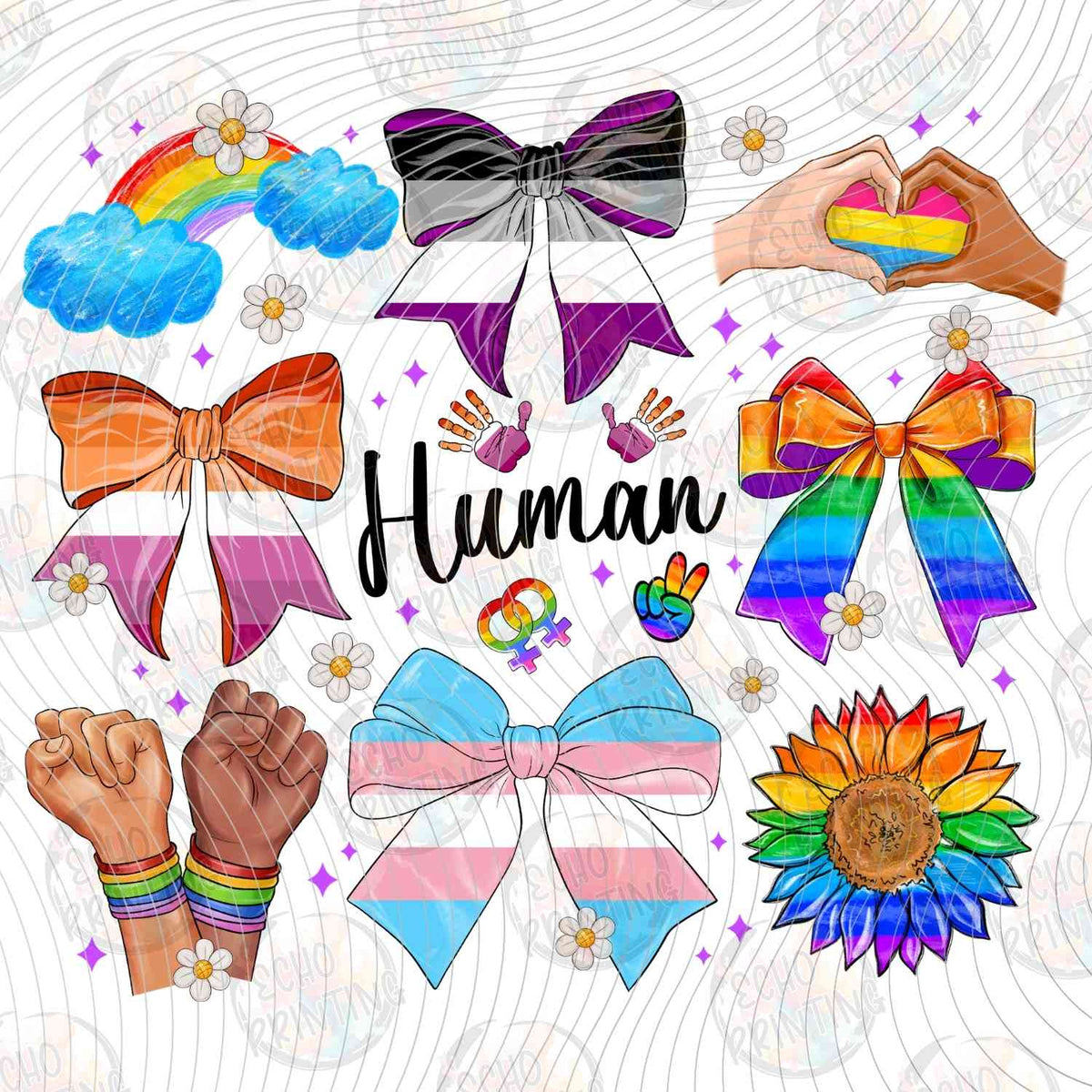 HMRG 11 - HUMAN RAINBOW BOWS WHITE