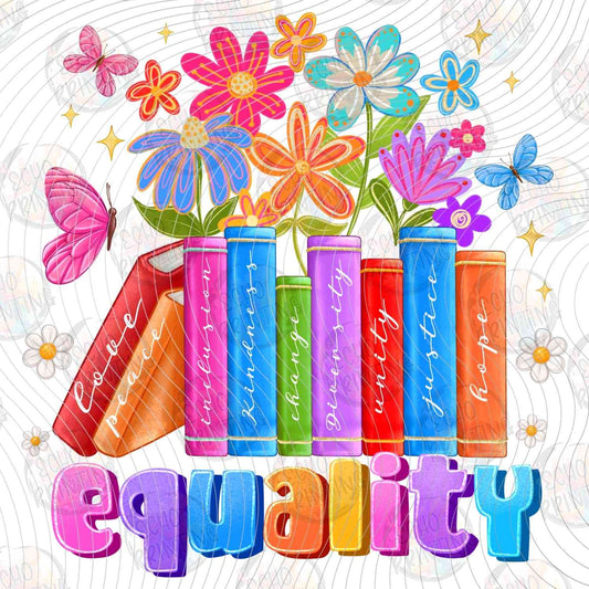 HMRG 7 - EQUALITY COLORFUL BOOKS AND FLOWERS