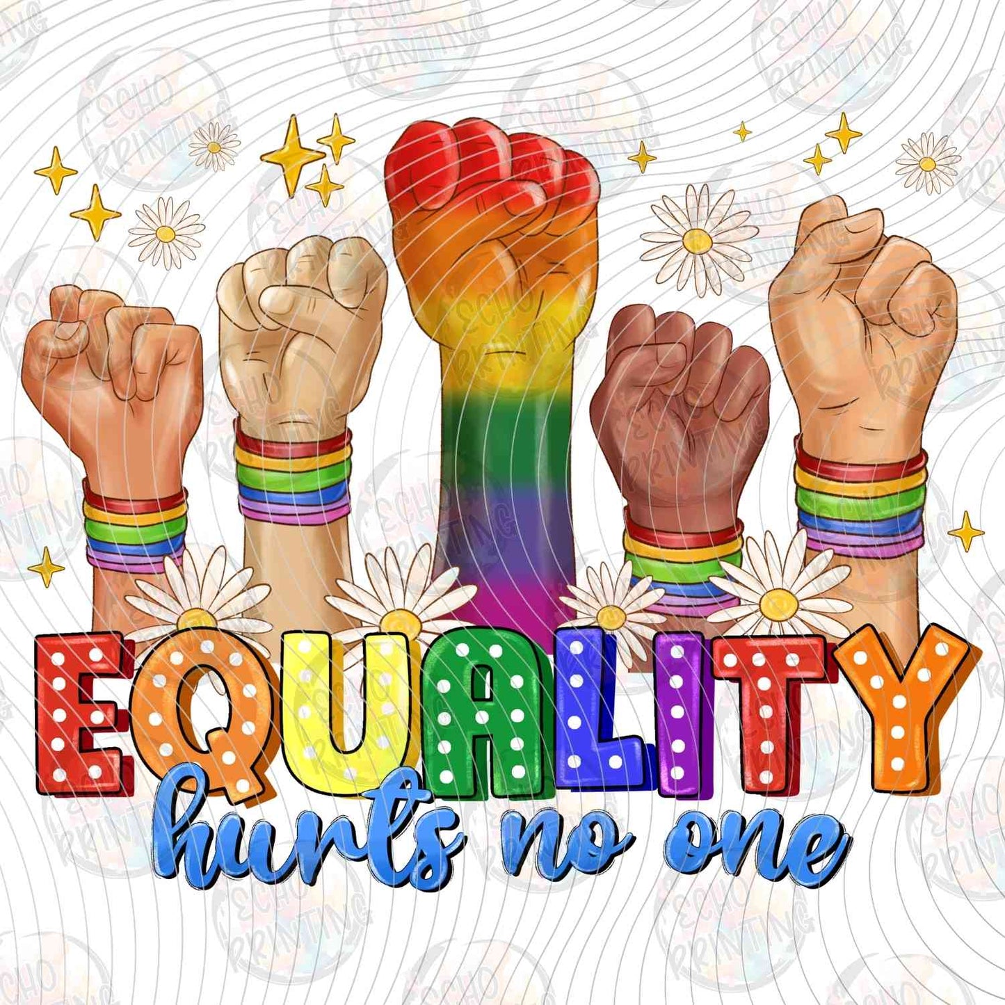 HMRG 9 - EQUALITY HURTS NO ONE RAISED FISTS RAINBOW