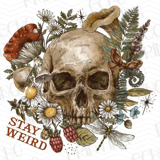 MHSM 60 - STAY WEIRD SKULL WITH FLOWERS