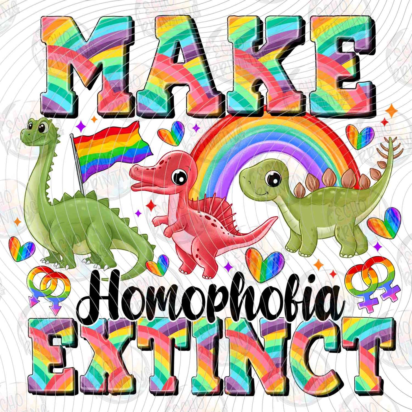 KDDG 209 - MAKE HOMOPHOBIA EXTINCT DINOSAUR RAINBOW