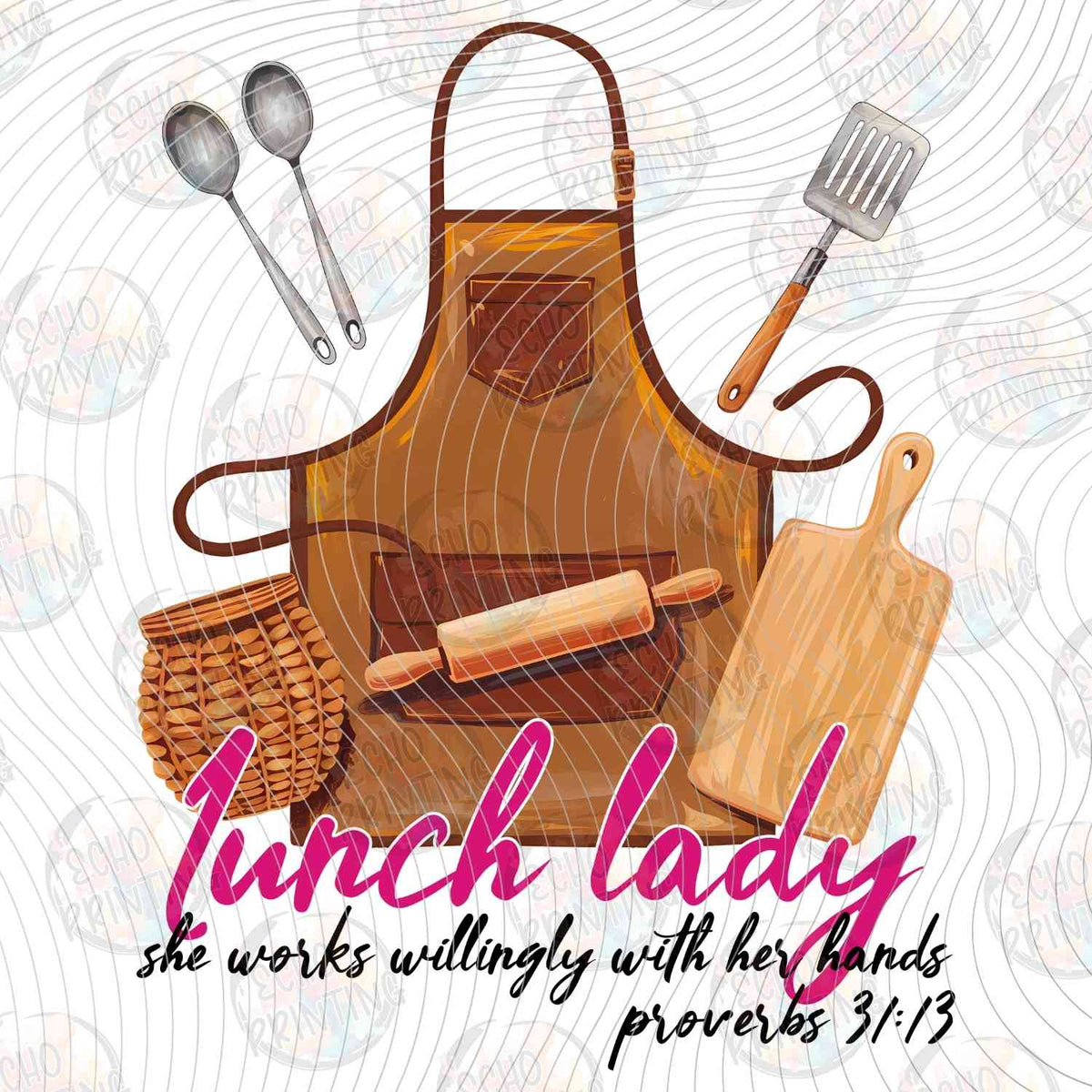 LNDG 31 - LUNCH LADY APRON AND UTENSILS