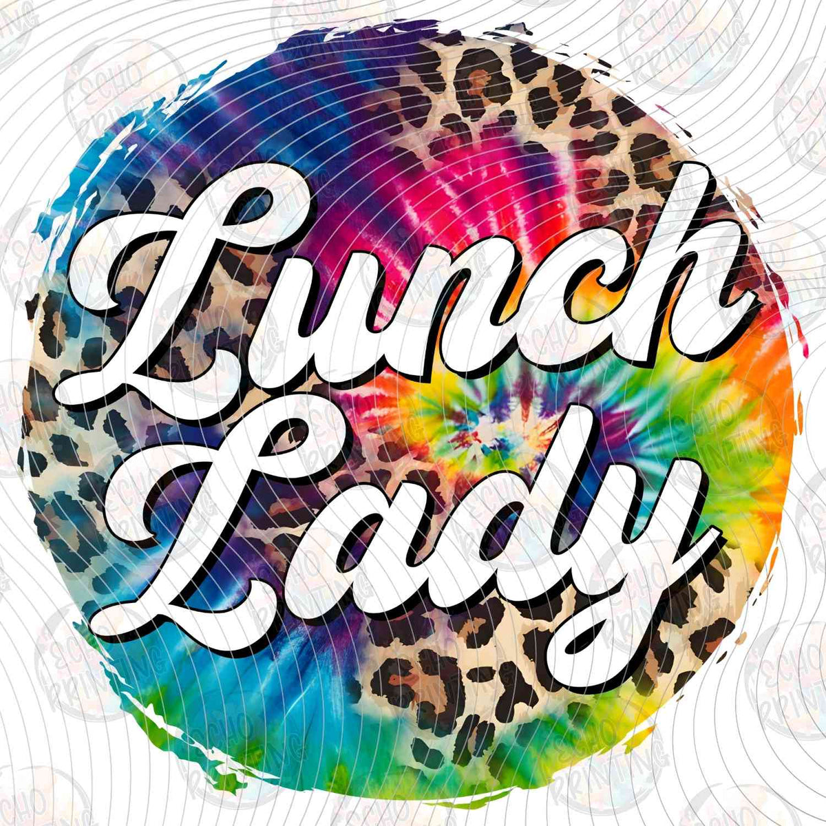 LNDG 36 - LUNCH LADY TIE DYE AND LEOPARD CIRCLE