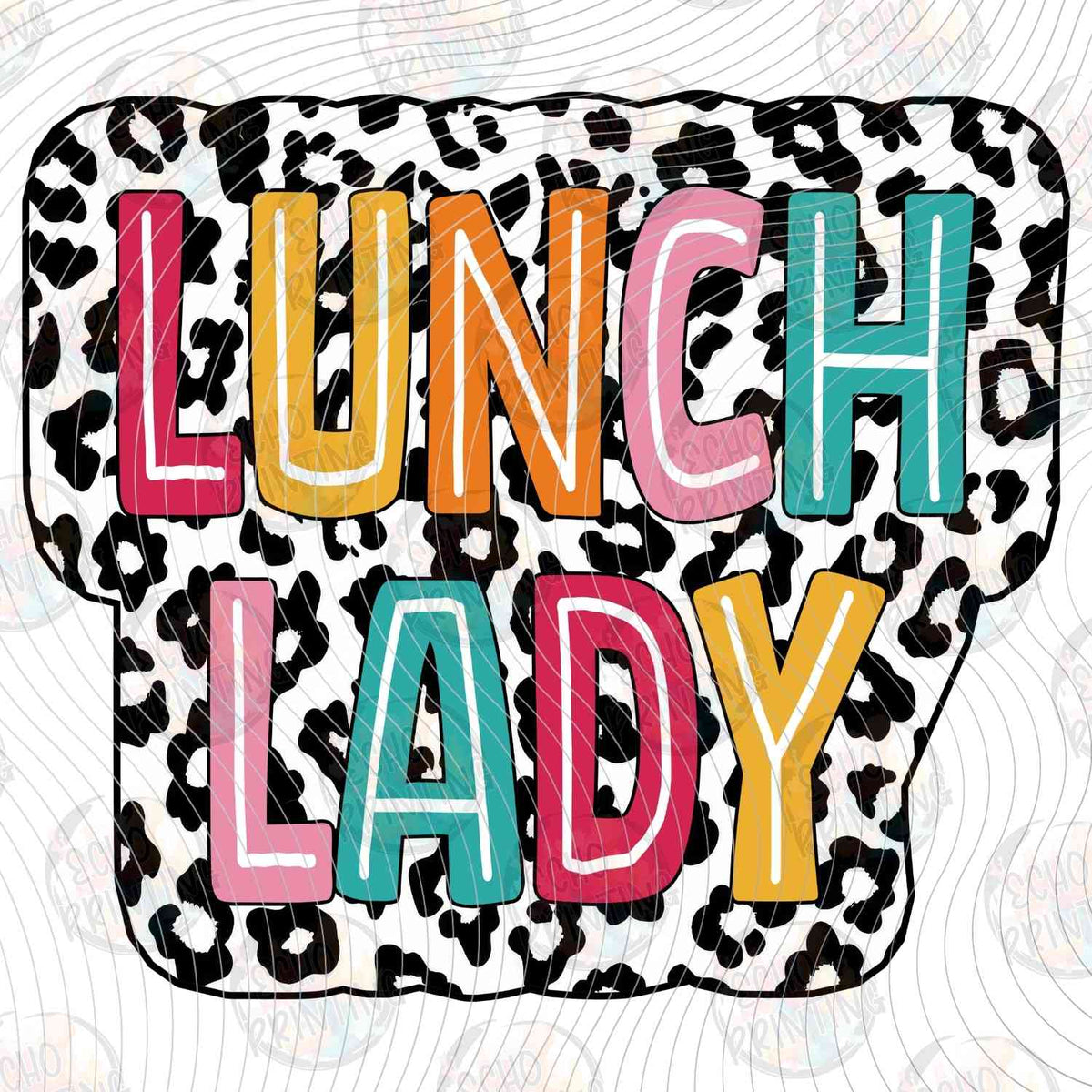 LNDG 52 - LUNCH LADY BLACK LEOPARD LETTERS