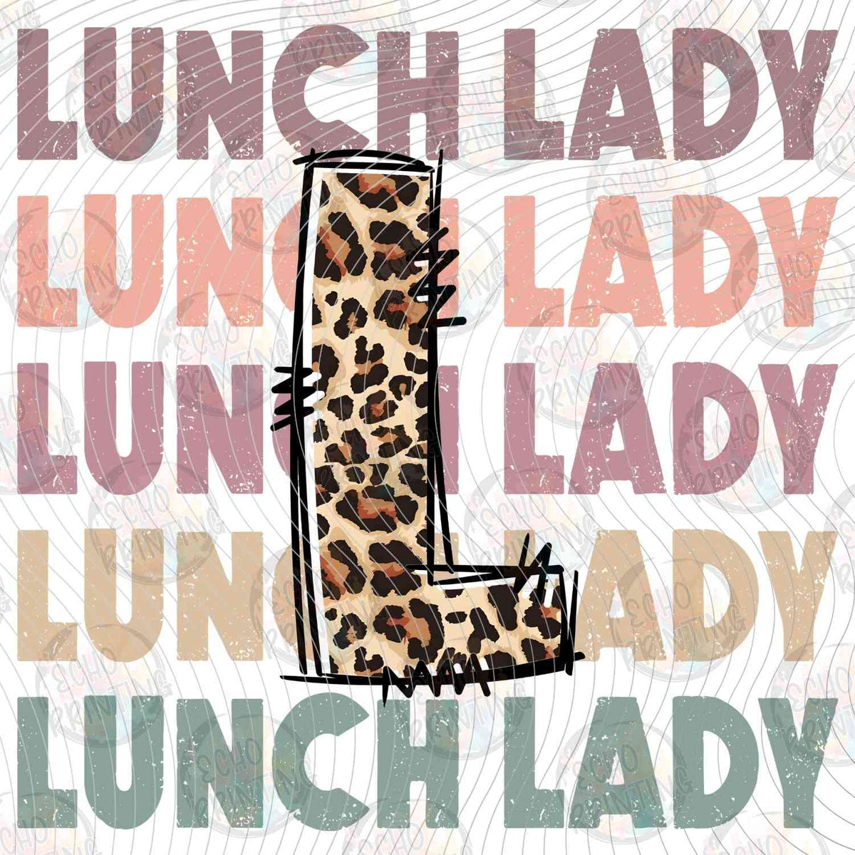 LNDG 57 - LUNCH LADY REPEATING TYPOGRAPHY