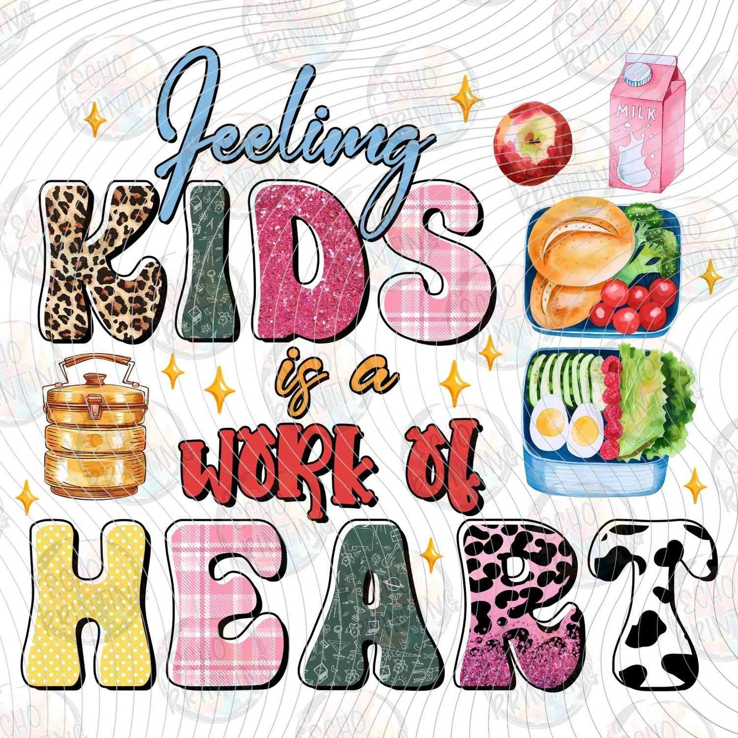 LNDG 61 - FEEDING KIDS IS A WORK OF HEART PATTERNED LETTERS