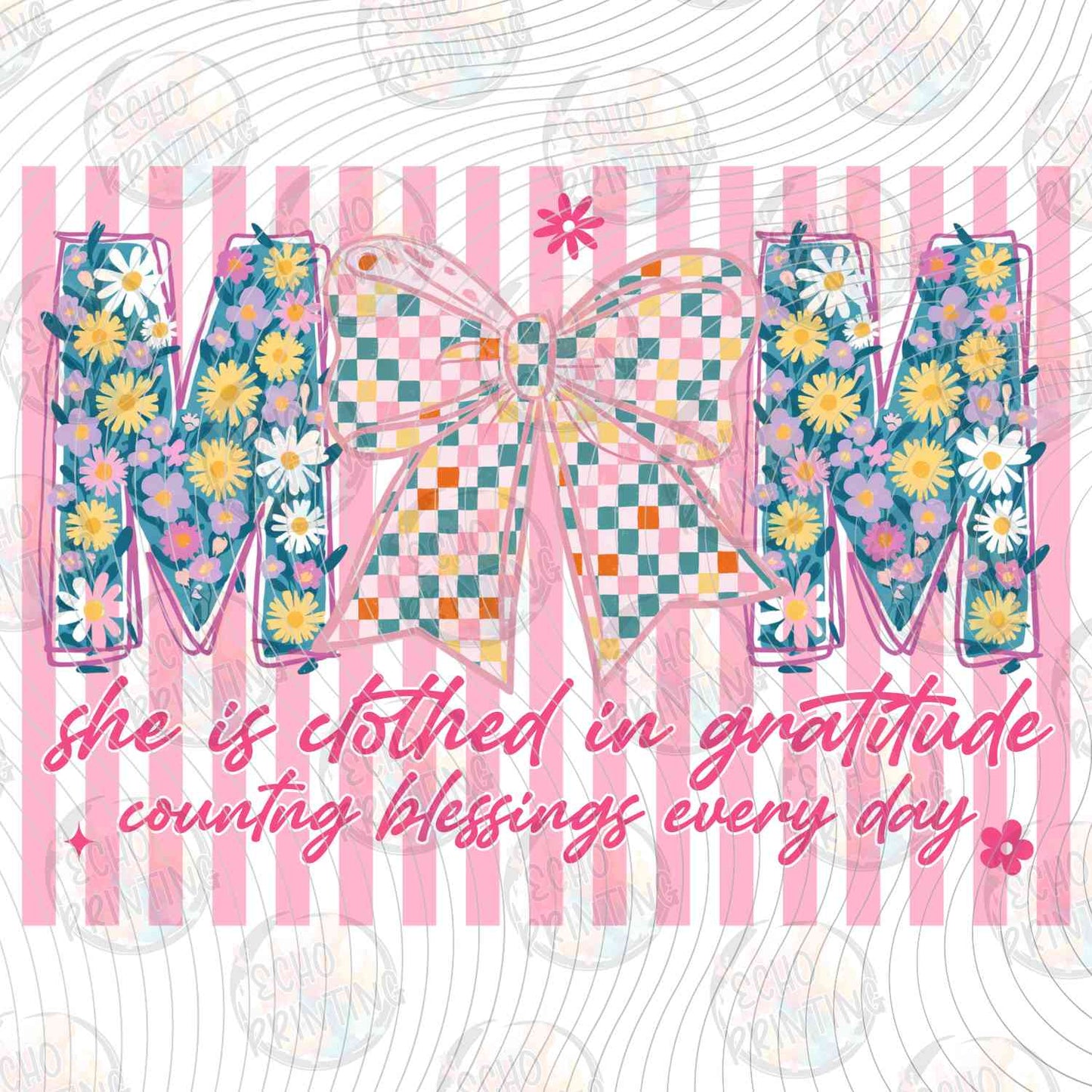 MGA 1257 - MOM FLORAL LETTERS WITH PINK STRIPES