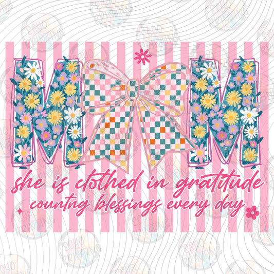 MGA 1257 - MOM FLORAL LETTERS WITH PINK STRIPES