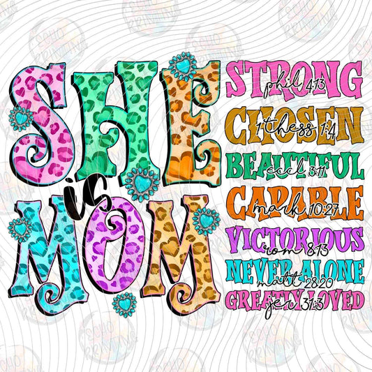 MGA 834 - SHE IS MOM TYPOGRAPHY