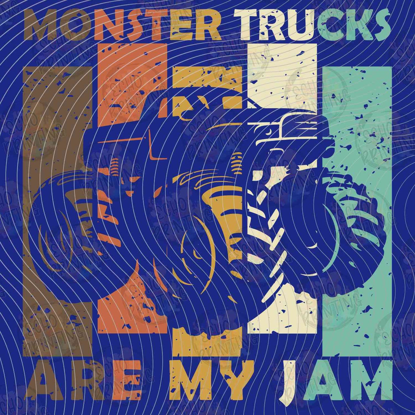 MRJ 16 - MONSTER TRUCKS ARE MY JAM BLUE RETRO