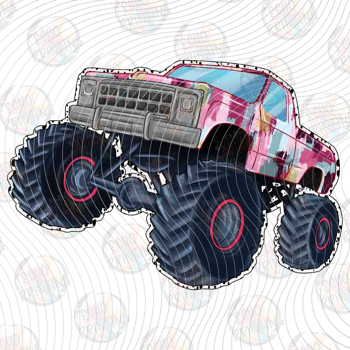 MRJ 20 - PINK AND BLUE MONSTER TRUCK SPLATTER