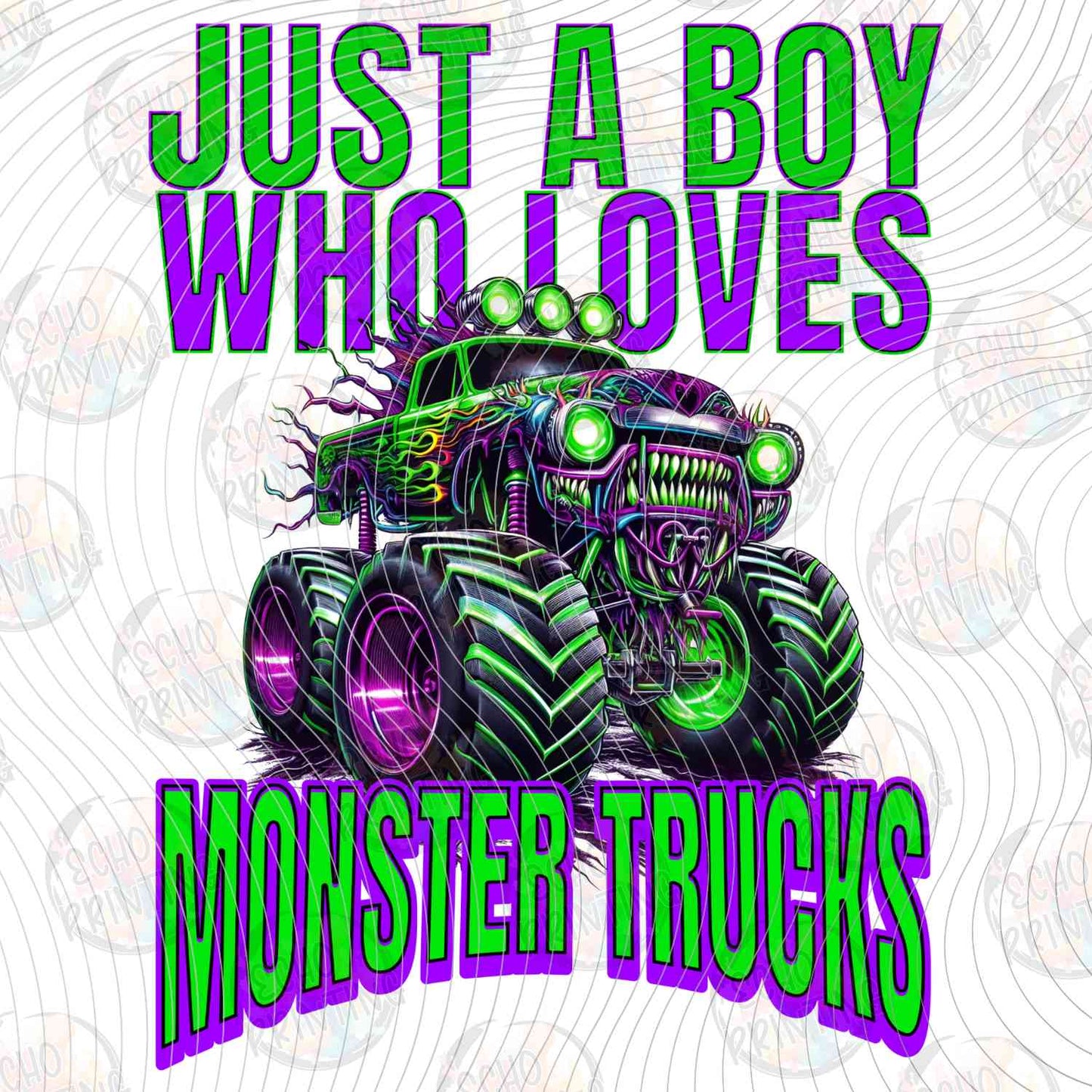 MRJ 23 - JUST A BOY WHO LOVES MONSTER TRUCKS GREEN SPLATTER