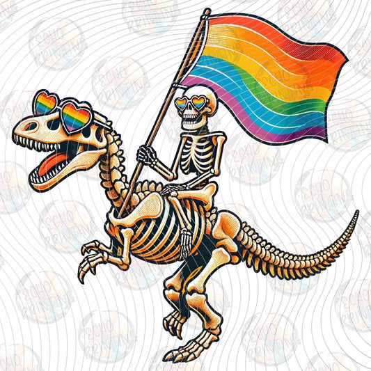 PRDG 16 - DINOSAUR SKELETON WITH RAINBOW FLAG