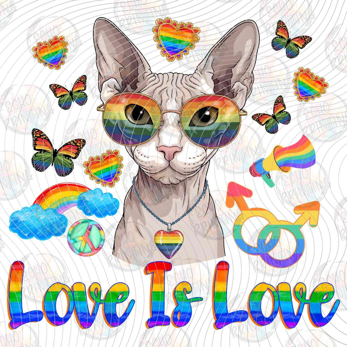 PRDG 17 - LOVE IS LOVE SPHYNX CAT WITH RAINBOW GLASSES
