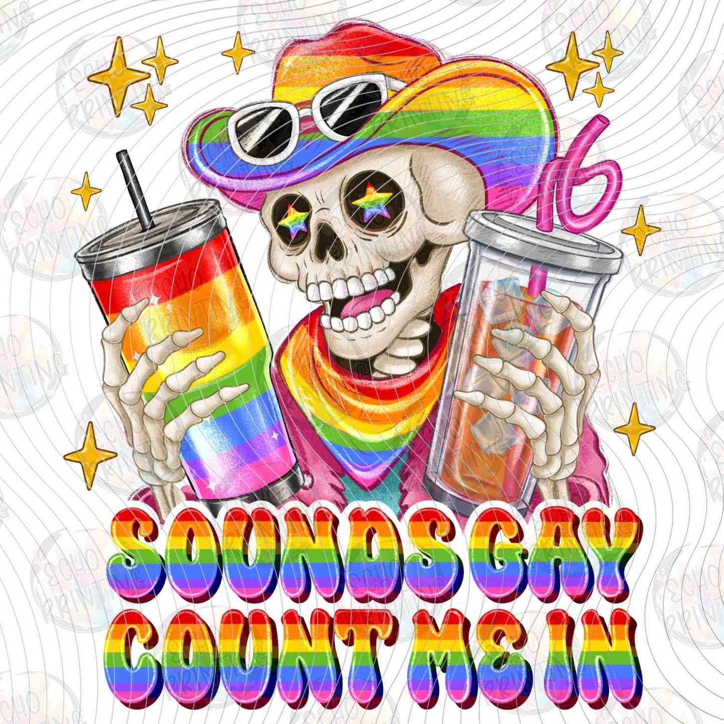 PRDG 40 - SOUNDS GAY IM IN SKELETON WITH DRINK
