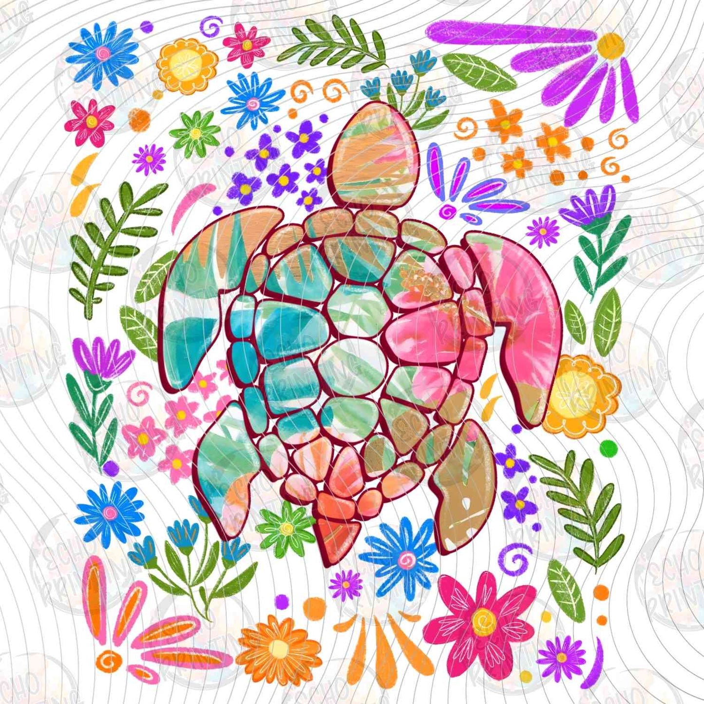 SMRG 567 - COLORFUL FLORAL SEA TURTLE