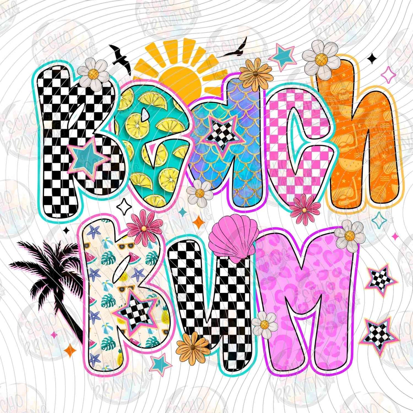 SMRG 577 - BEACH BUM CHECKERED RETRO TEXT