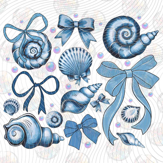 SMRG 613 - COASTAL BLUE SHELL AND BOW PATTERN