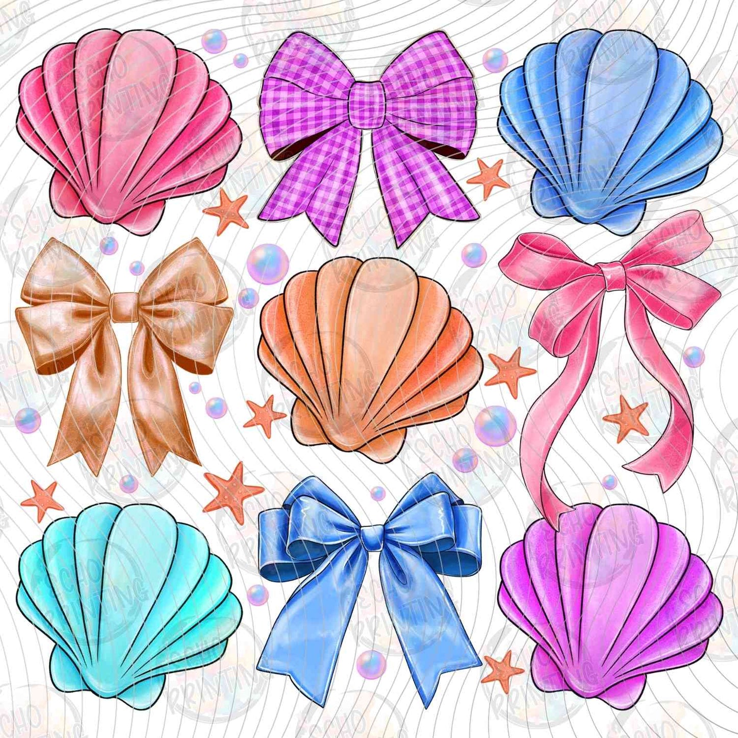 SMRG 614 - PASTEL SEASHELL AND BOW COLLAGE