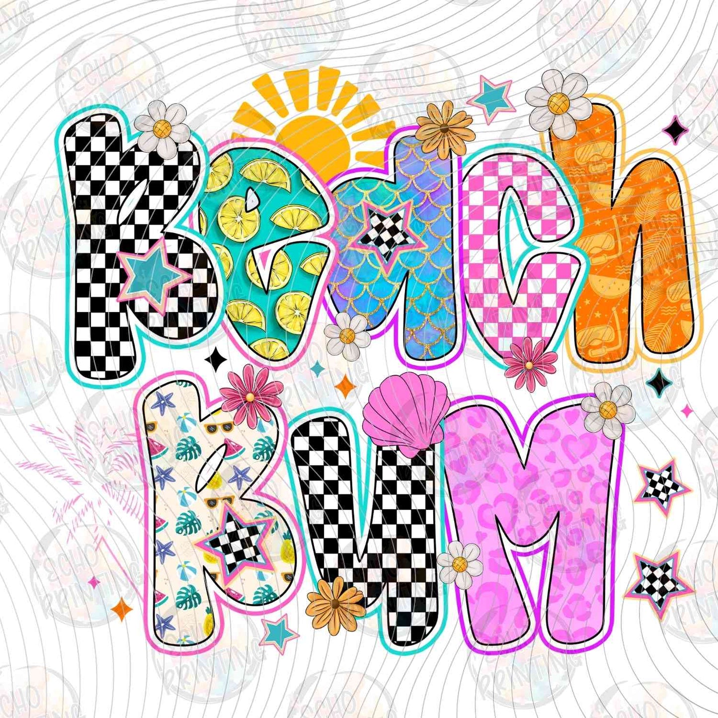 SMRG 672 - BEACH BUM RETRO CHECKERED TEXT