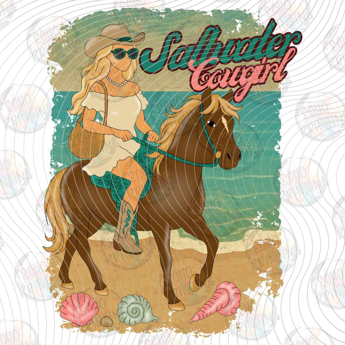 SMRG 752 - SURFING COWGIRL BEACH SCENE
