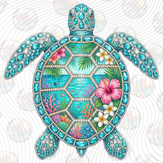 SMRG 823 - TURQUOISE FLORAL SEA TURTLE