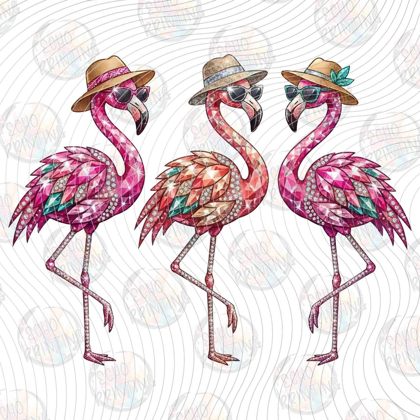 SMRG 874 - FLAMINGOS WITH SUNGLASSES AND DRINKS