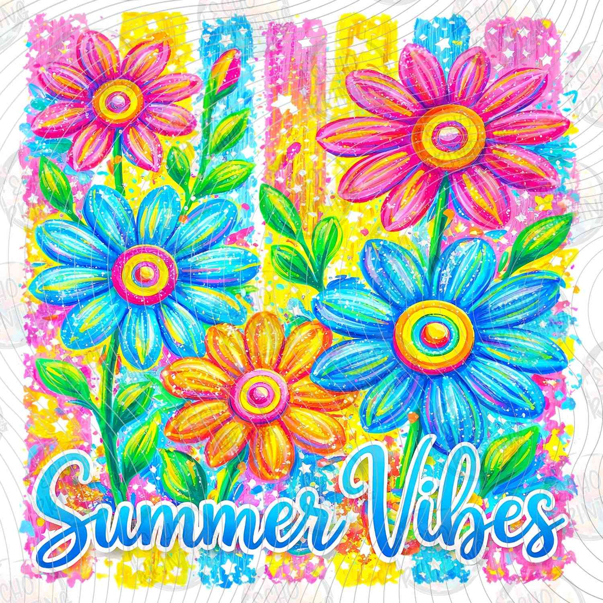 SMRG 910 - SUMMER VIBES TROPICAL FLOWERS BLUE
