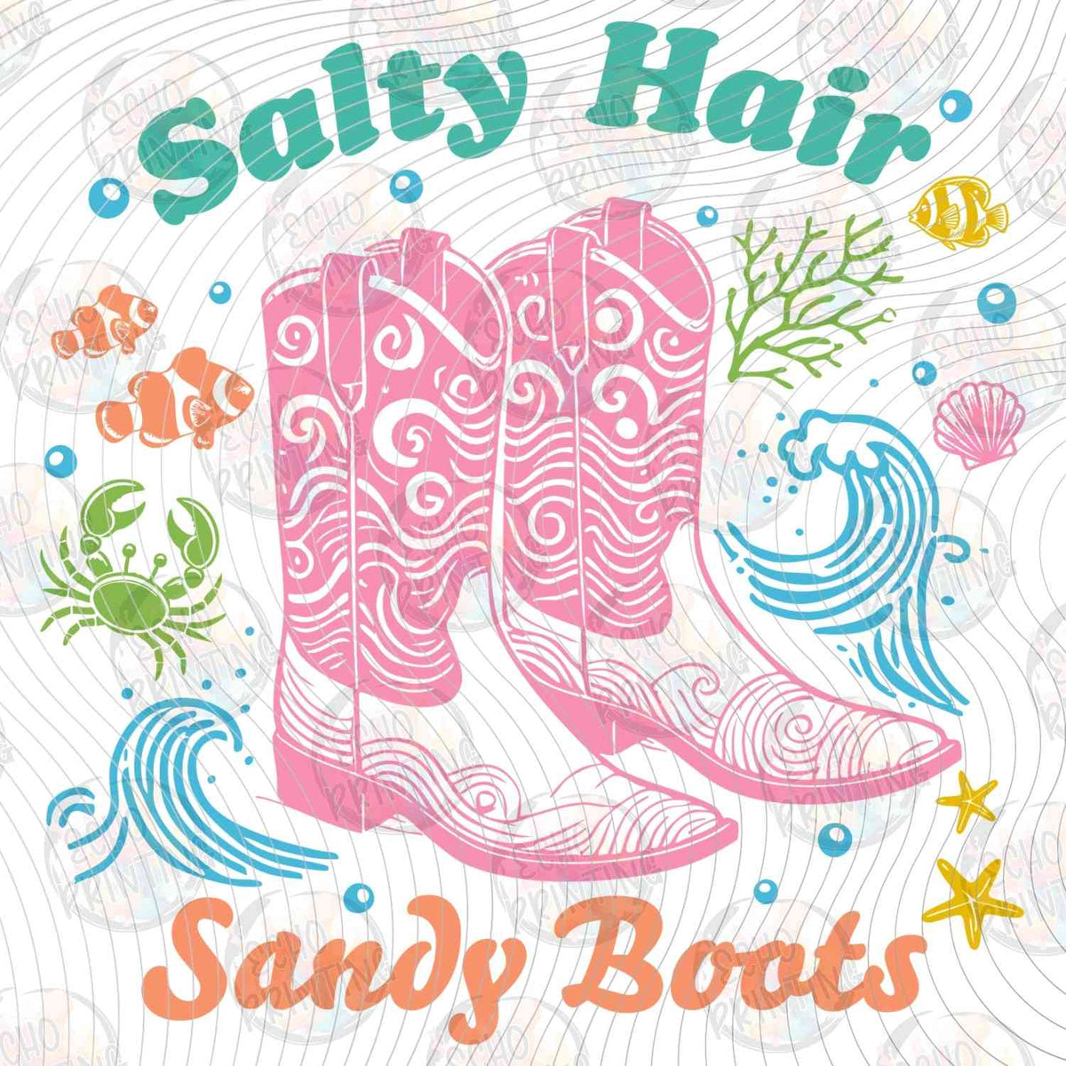SMRG 917 - SALTY HAIR SANDY BOOTS PINK COWGIRL BOOTS