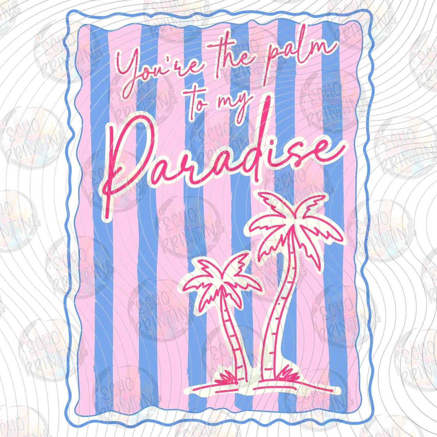 SMRG 924 - PARADISE PALM TREES ON PINK STRIPES
