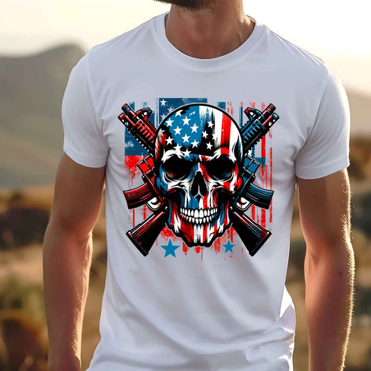 E41644 - Skull With Guns American Flag