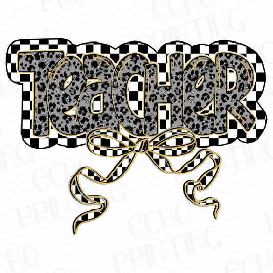 TCHR 263 – CHEETAH PRINT TEACHER WITH RIBBON