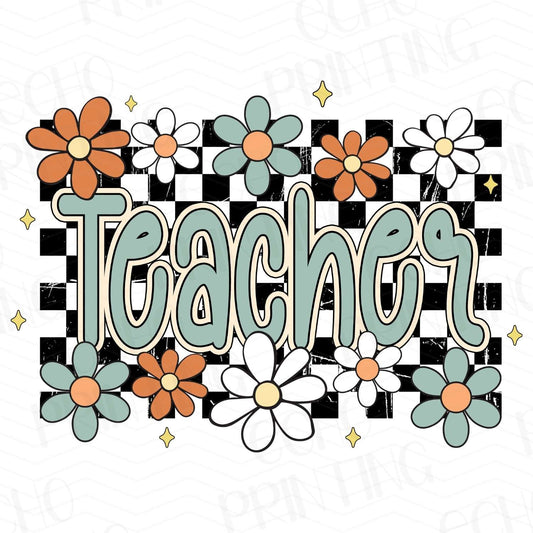 TCHR 274 – TEACHER WITH FLORAL CHECKERED